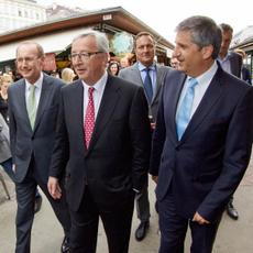 EVP-Spitzenkandidat Juncker trifft ÖVP-Spitzenkandidat Karas und ÖVP-Obmann Spindeegger 07051